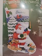 Janlynn Felt Christmas Stocking Kit Sing Along W/ Santa Holiday 90-52 NEW VTG