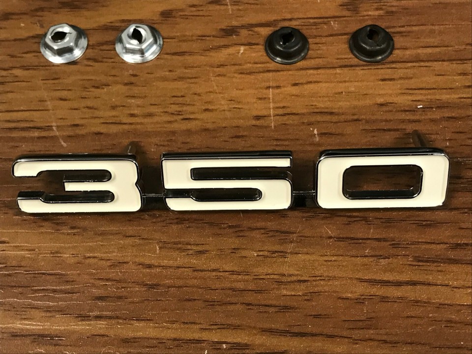 1968 Camaro 350 Fender Emblems – Brand New Pair (LH & RH) – Chrome Die-Cast, Direct Fit!