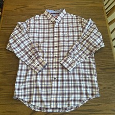 IZOD Shirt Men's Sz L Plaid Cotton Blend Casual/Dress Button Down Long Sleeve