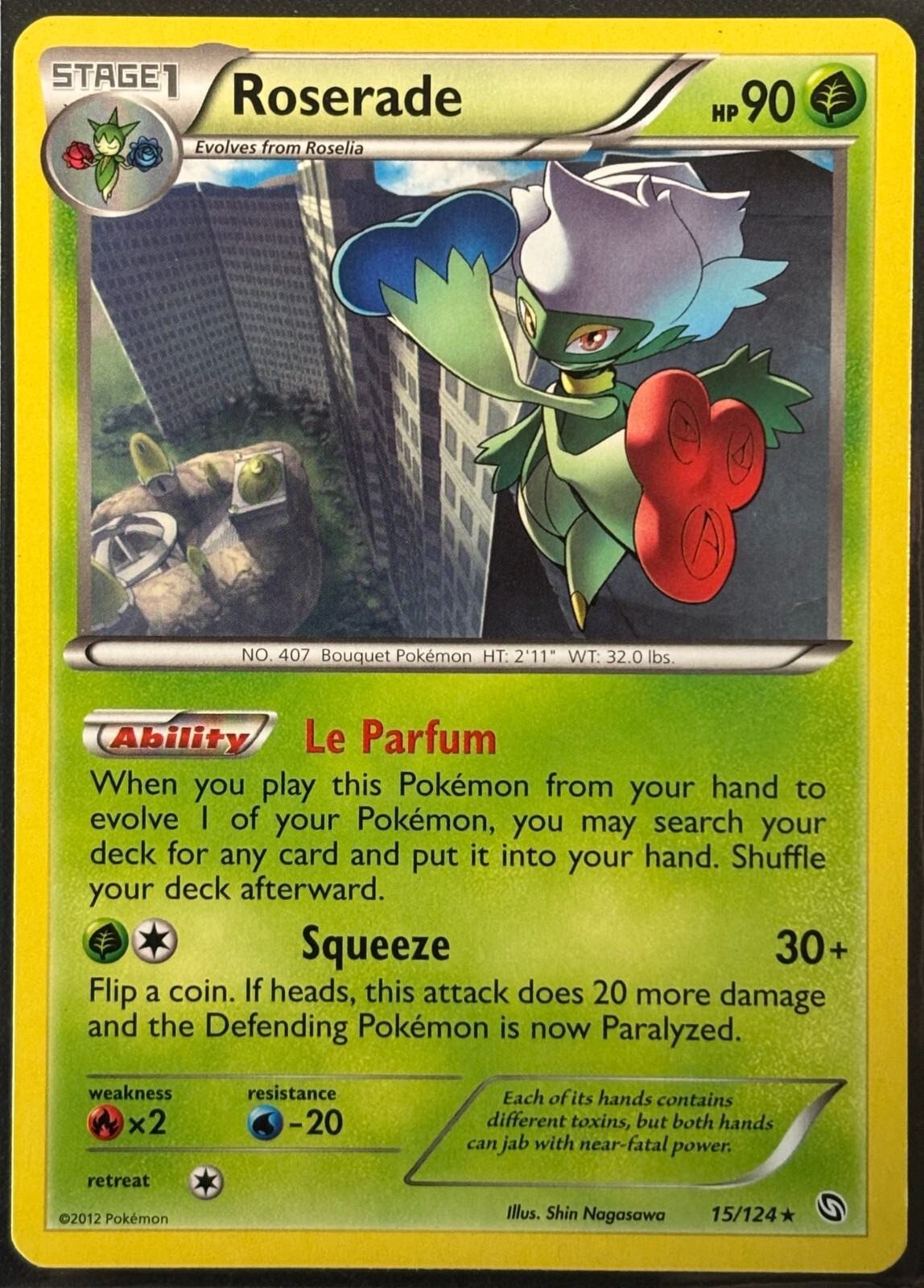 Pokemon TCG Roserade - Dragons Exalted 15/124 Rare Regular LP