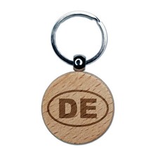 Germany Deutschland DE Engraved Wood Round Keychain Tag Charm