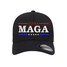 Trump ULTRA MAGA Logo Embroidered Flexfit Fitted Ball Cap
