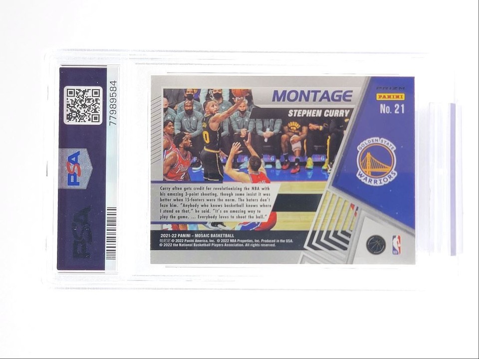 STEPHEN CURRY 202122 MOSAIC SILVER PRIZM MONTAGE WARRIORS PSA 10 Q3273