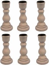 4 Inch Tall Unfinished Wooden Candlesticks with Metal Candle Holder Cup Center 
