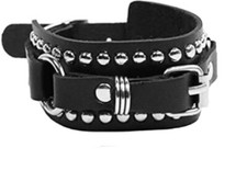 Punk Goth Bracelet Black Leather Spike Rivet Metal Studded Wristband A2523