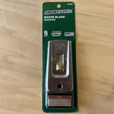 Heavy Duty Steel Safety Glass Razor Scraper w/ 5 Single Edge Blades & Dispenser