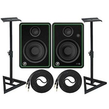 Mackie CR4-X Pair Multimedia Studio Monitors and Adjustable Stable Stands with 2