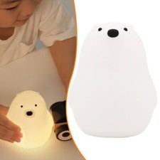 LED Silicone Night Light Cute Bear Table Desk Lamp Rechargeable Kids Bedroom JQ