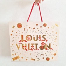 LOUIS VUITTON 2023 Xmas Edition 15.6 X 13.2 X 6.2 Large Gift Shopping Paper Bag