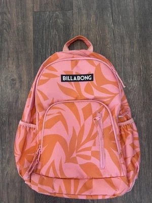 Billabong Brand New w/Tags Stash It Laptop Backpack Pink Orange Floral Canvas - Image 1 of 4