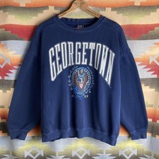 VTG 90s Georgetown University Navy Blue Pullover Crewneck Sweatshirt Mens Large
