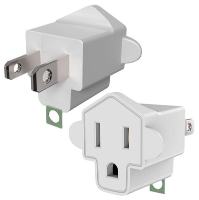 2 Pack ETL Listed 3 Prong to 2 Adapter, JACKYLED 2 Pack, A-Ivory White
