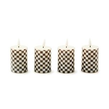 NEW Mackenzie-Childs Courtly Check Flameless Votive Candles Set of 4