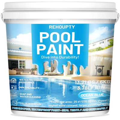 #ad Pool Paint Ocean Blue 211oz Durability Water Based Acrylic Resin Concrete Po... $132.54