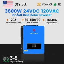Hybrid Solar Inverter 3.6kw 120v 24v Dual Output with MPPT 120A 60-450v 50/60hz