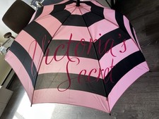 1 VICTORIA SECRET FULL SIZE SIGNATURE PINK BLACK STRIPE UMBRELLA
