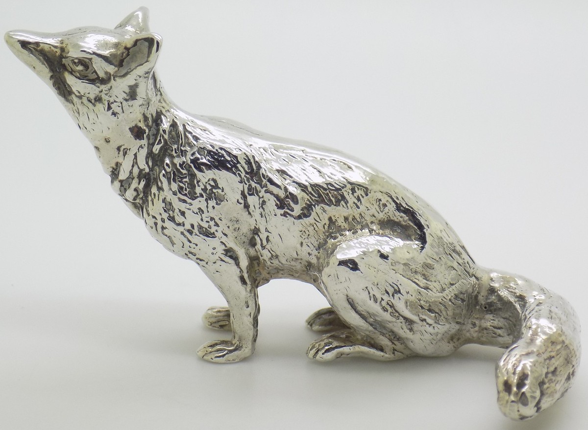 Vintage Italian Handmade Genuine Silver Large Fox Figurine