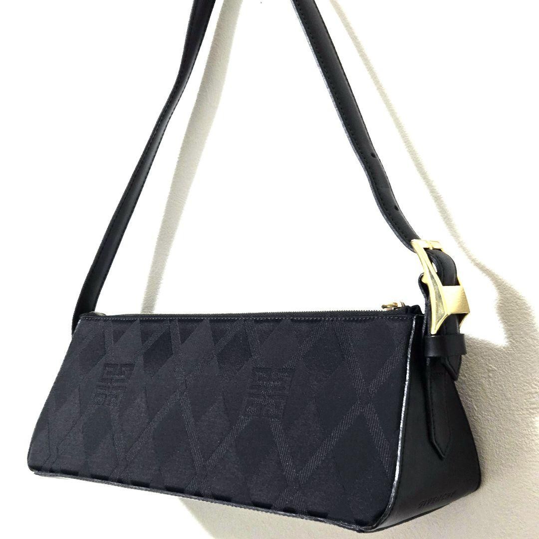GIVENCHY 4G Logo Canvas Leather Mini Shoulder Hand Bag Black Vintage Auth Used thumbnail 4