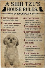 A Shih Tzu House Rules Fan Dog Tin Metal Signs Home D cor 8x12