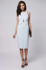 Topshop Light Blue Sculpted Sheath Dress Cutout Waist Minimalist Midi
