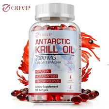Antarctic Krill Oil 2000mg - Omega 3 EPA, DHA,Astaxanthin- Joints  Heart Health