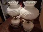 2 antique white milk glass Lamps