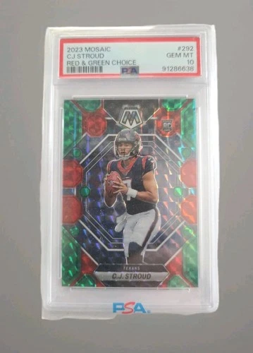 2023 Mosaic #292 CJ Stroud Red & Green Choice Rookie Houston Texans RC PSA 10