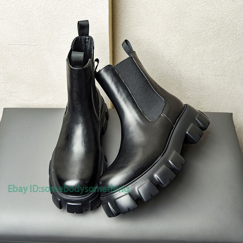 SAOLA Stivaletti uomo suola scarpa spessa punta tonda pull on vera pelle western