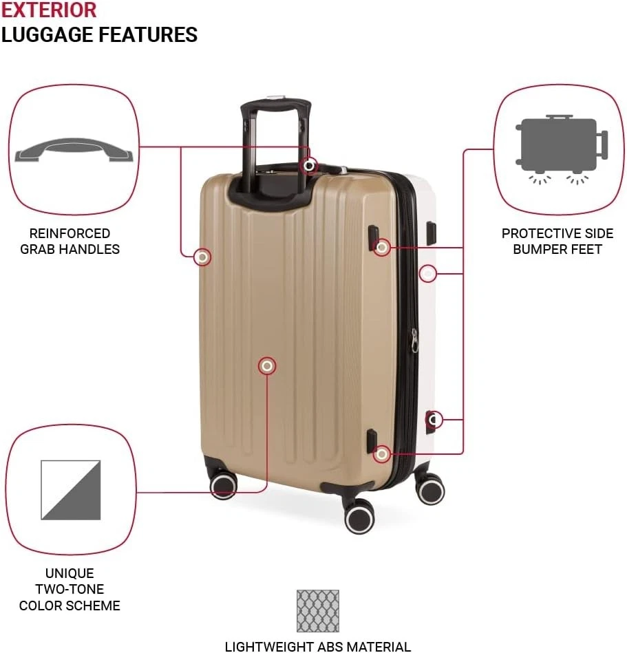 Equipaje expandible rígido SwissGear Duet con ruedas giratorias, marfil/taupe 24 pulgadas Foto 2 de 4