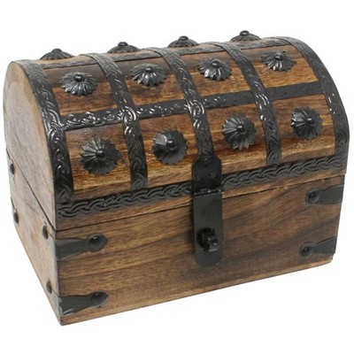 Handcrafted 8x6x6 Wooden Treasure Box - Stylish Storage for Keepsakes & Jewelry
