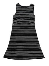 Ann Taylor Dress Size 10 Black White Sleeveless Textured A Line Stretch Career