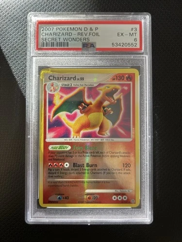 2007 Pokémon Diamond And Pearl Secret Wonders Charizard Reverse Foil #3 PSA 6