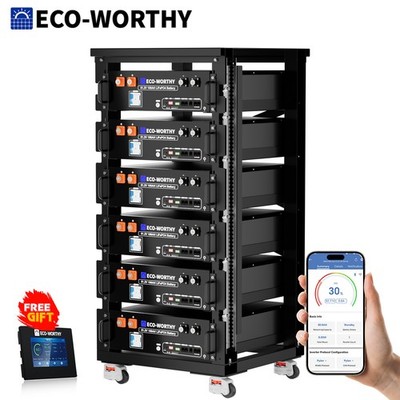 ECO-WORTHY 30.72kWh 6Pack 48V 100AH Lithium LiFePO4 Battery UL1973&UL9540A CEC