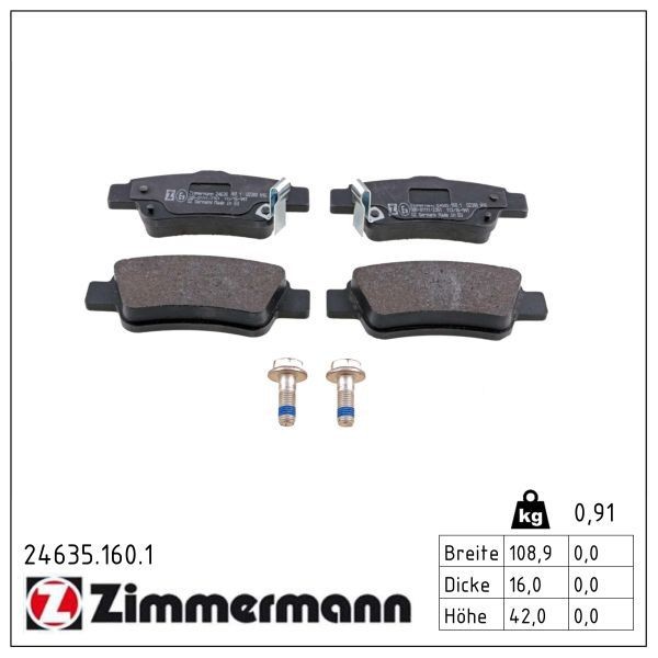 Zimmermann BremsbelÄGe Bremsbelagsatz Hinten Passend FüR Honda CR-V 3 4-image