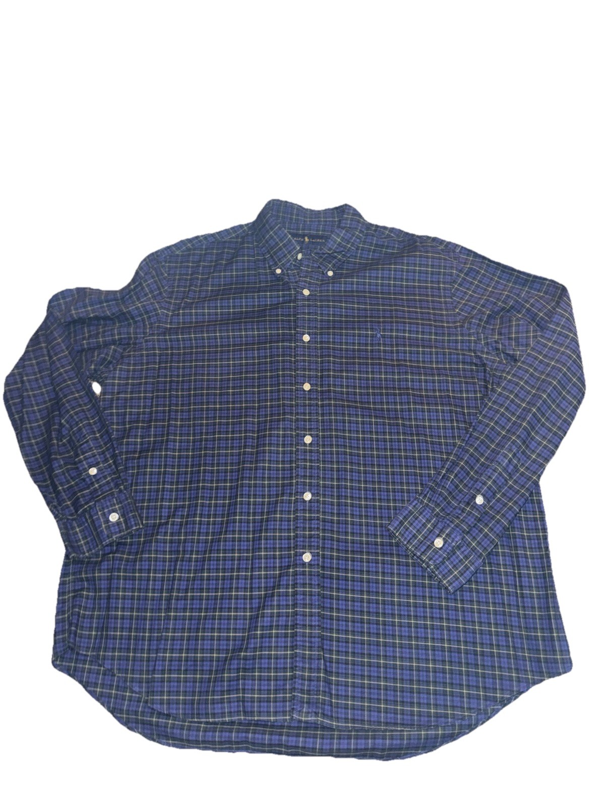 Ralph Lauren Shirt Mens XXL Blue Black Watch Check Blake Long Sleeve Button Down