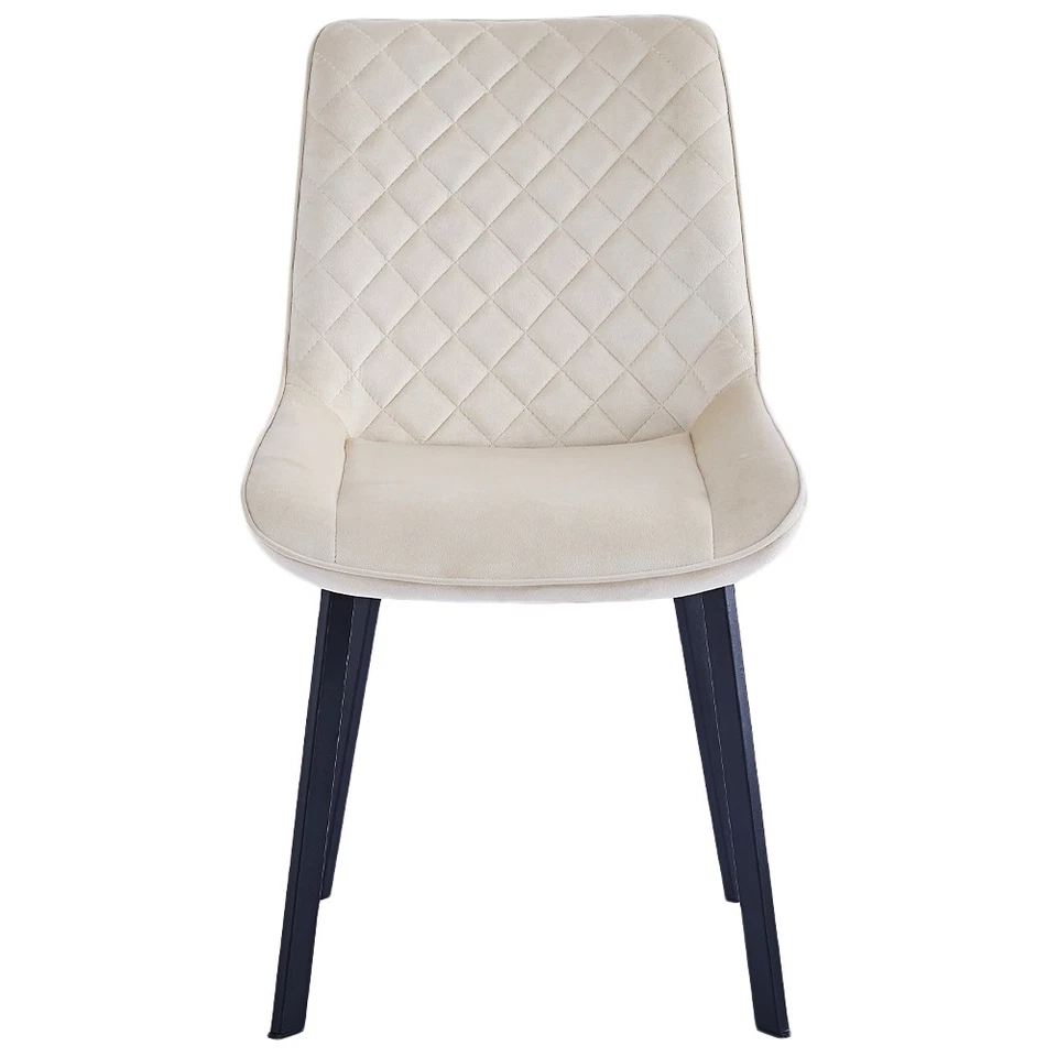 Set 4 Sedie da Pranzo Rivestimento Velluto Beige Sedia Ufficio Casa Ergonomica - Immagine 4 di 4