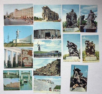 Lot of 14 Volgograd Monuments USSR 1960s Postcards. Unposted