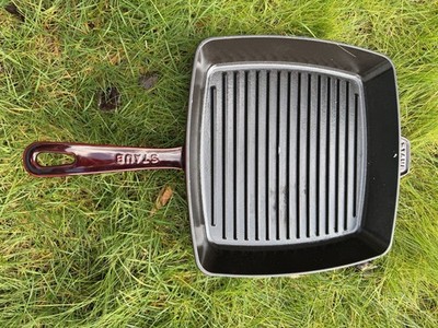 Staub 12'' Square Cast Iron Grill Pan   Grenadine Red   Made in France