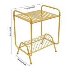 2-Tier Gold Record Player Stand, Player Stand w/16 Slots, Record Storage Stand