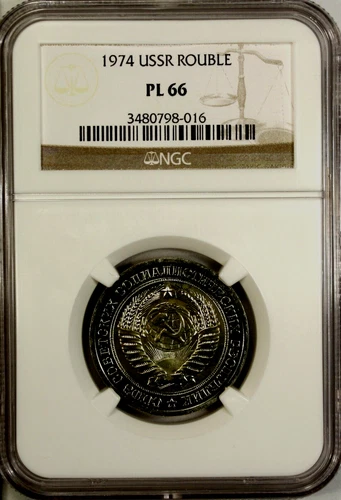 Russia  USSR 1 Rouble 1974  NGC PL 66 UNC Copper Nickel Zinc