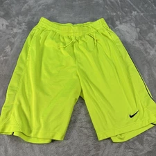 Nike Gym Shorts Men Medium Volt Yellow Dri-FIT Training Mesh Pockets Workout