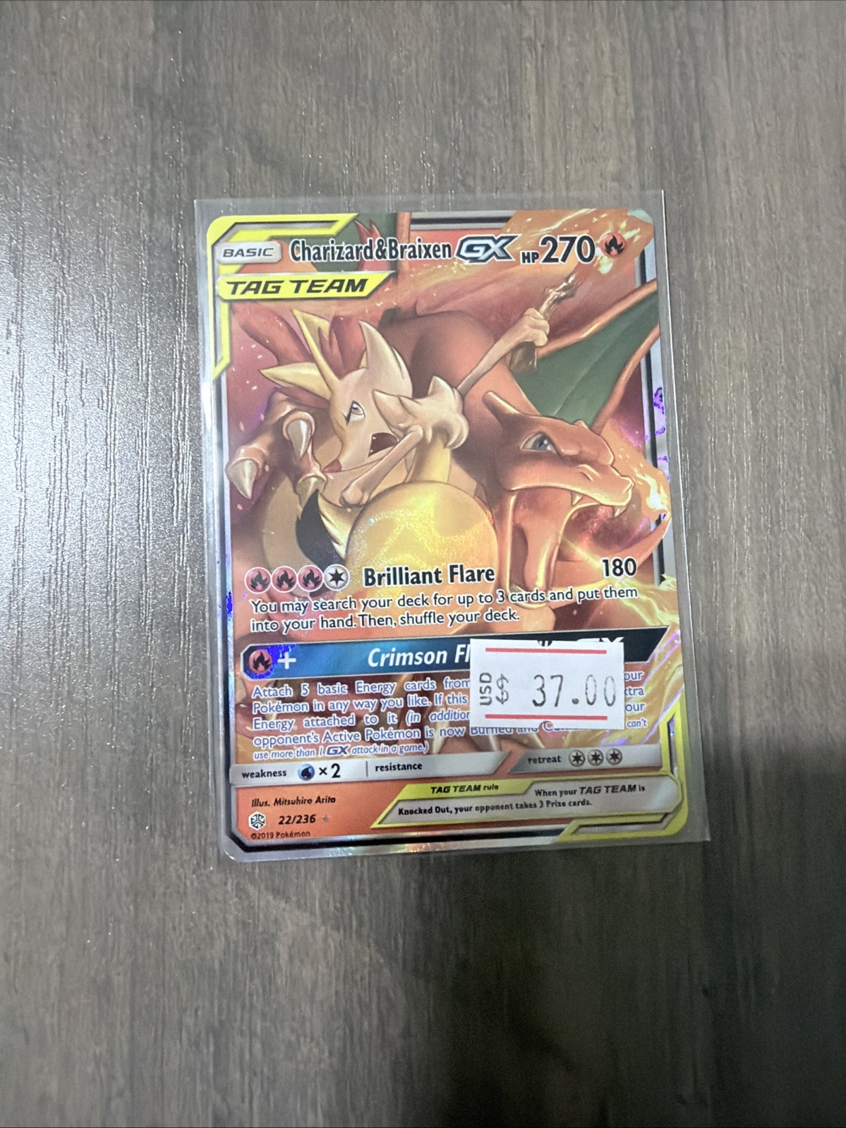 Charizard & Braixen GX 22/236 Holo GX Rare Cosmic Eclipse Pokemon