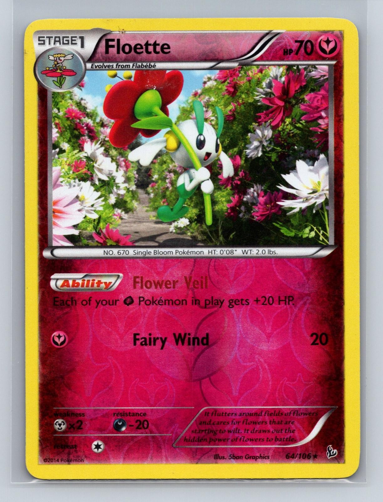 Floette 64/106 Rare Flashfire Pokemon Reverse Holo Moderately Played