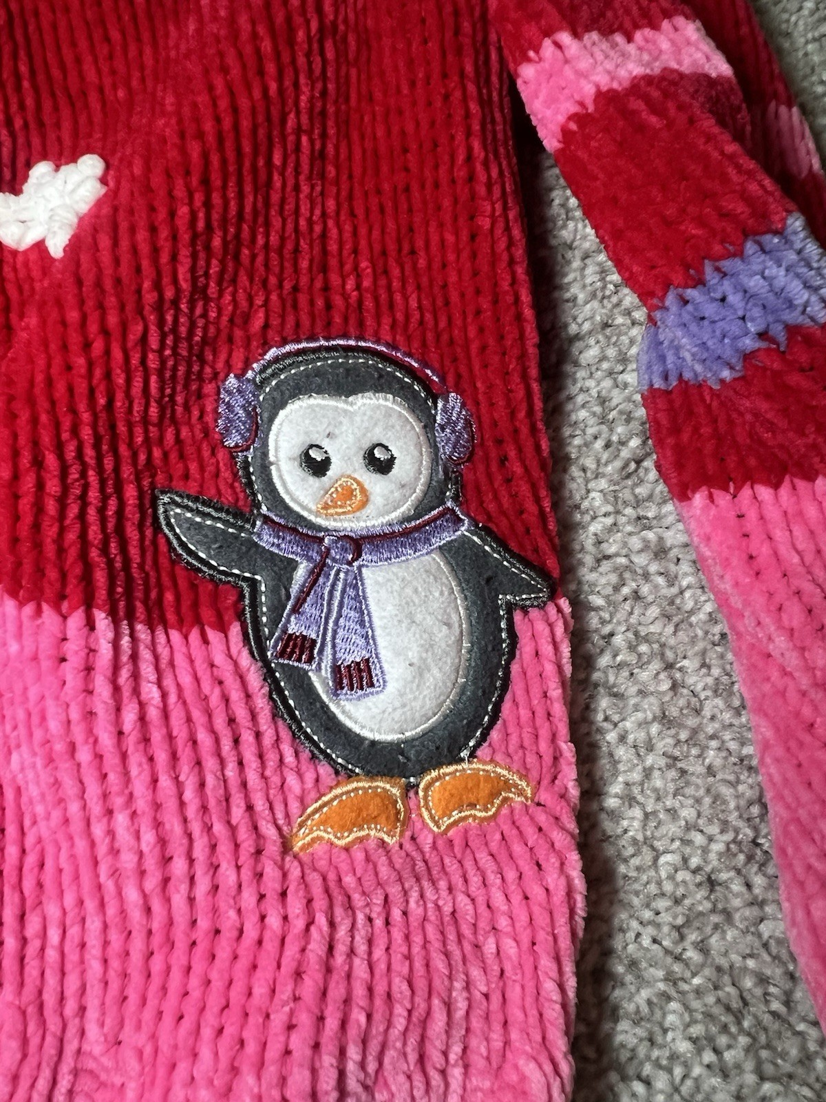Baby Girls Penguin Sweater Size 24 Months Button Up Christmas Holiday Winter image 4