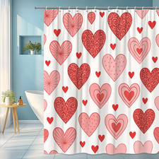 Cute Pink Heart Shower Curtain for Bathroom Decor