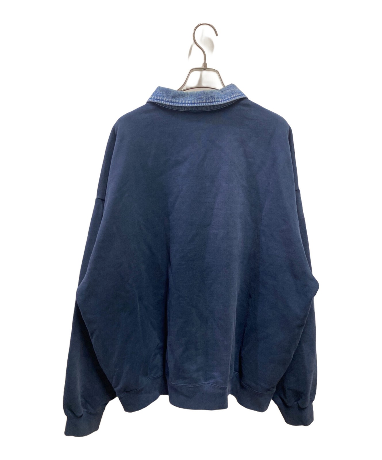 SUPREME Denim Collar Half Zip Sweatshirt Size: L Navy Men thumbnail 2