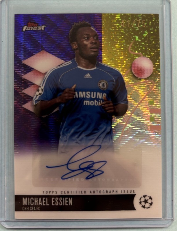 25/26 Topps Finest UEFA Club Competitions Michael Essien Purple SP Auto #d 41/75