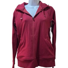 Athleta Triumph Hoodie Burgundy Red Full Zip Sweatshirt Thumbholes NWT Size SP
