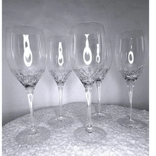 Orrefors Prelude Claret Water Wine Glasses 8 1/4 inch Set of 5 Crystal Sweden