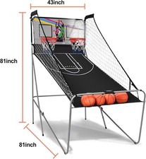 Foldable Basketball Arcade Game Double Electronic Hoops shot 2 Player W/ 4 Balls